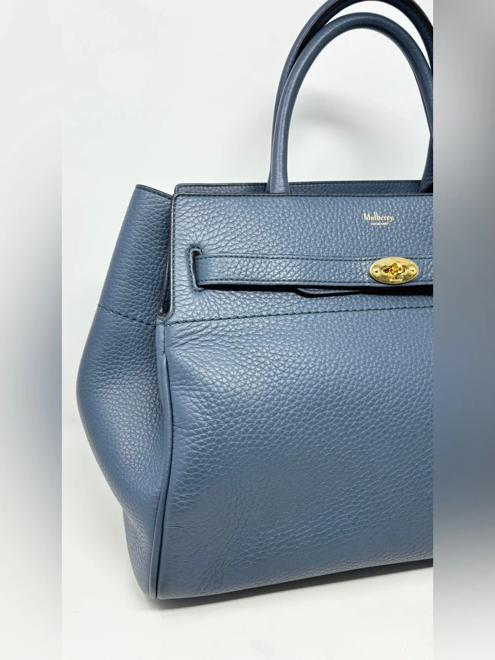 Mulberry Belted Bayswater Tote Slate Blue Leather Tote Bag Meghan Markle